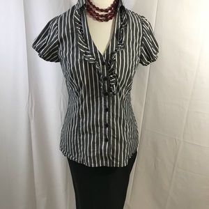 Wrapper Brand Striped Sexy Ruffle Button